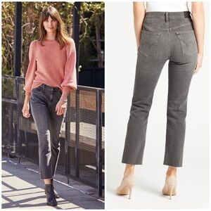 Edwin Bree High Waist Raw Hem Straight Leg Jeans 25